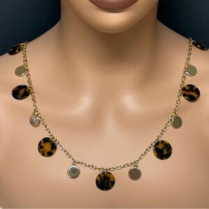 J.Crew - Gold and Tortoise Disc Station Necklace